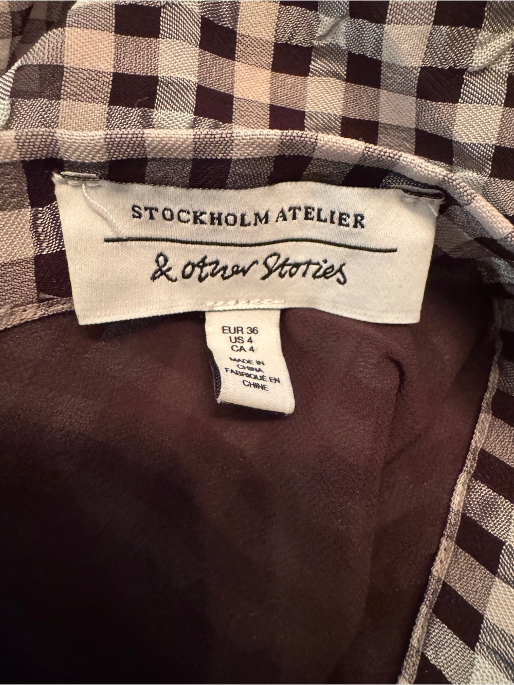 & Other Stories Gingham Maxi Skirt 4 Brown Cream Bias Cut Check - Picture 6 of 6